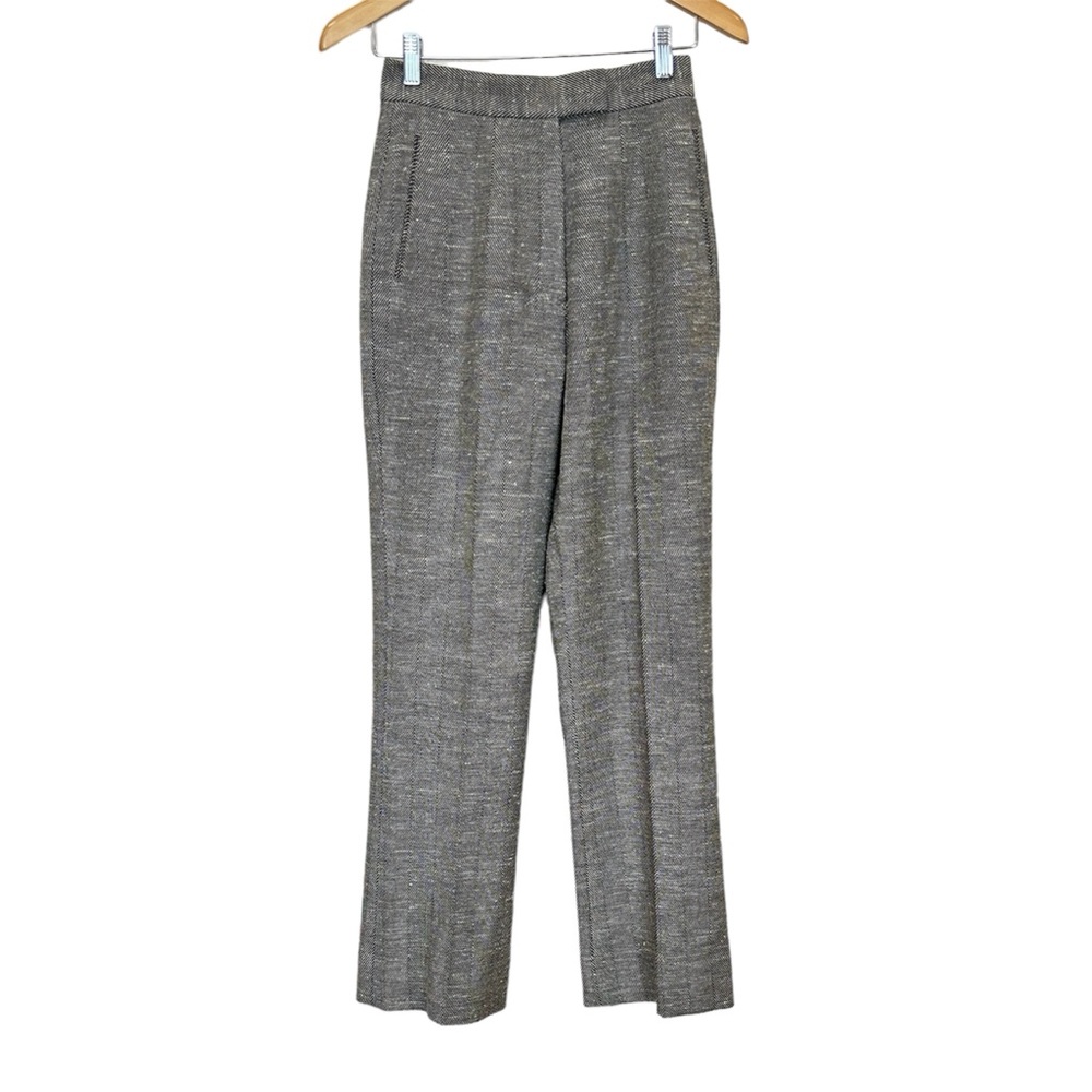 Richard Tyler Couture Herringbone Tweed Wool Flat‎ Front Pants Women’s Sz 6